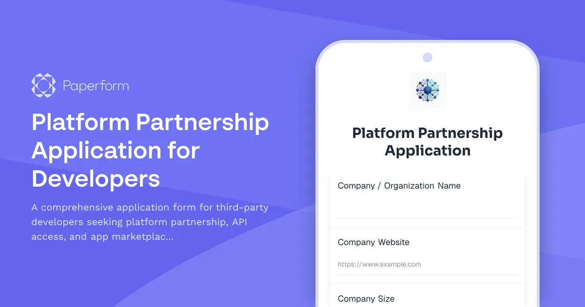 Platform Partnership Application for Developers
