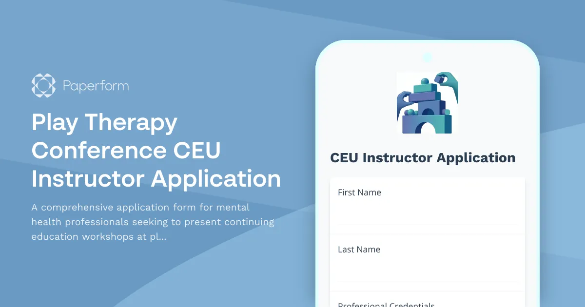Play Therapy Conference CEU Instructor Application