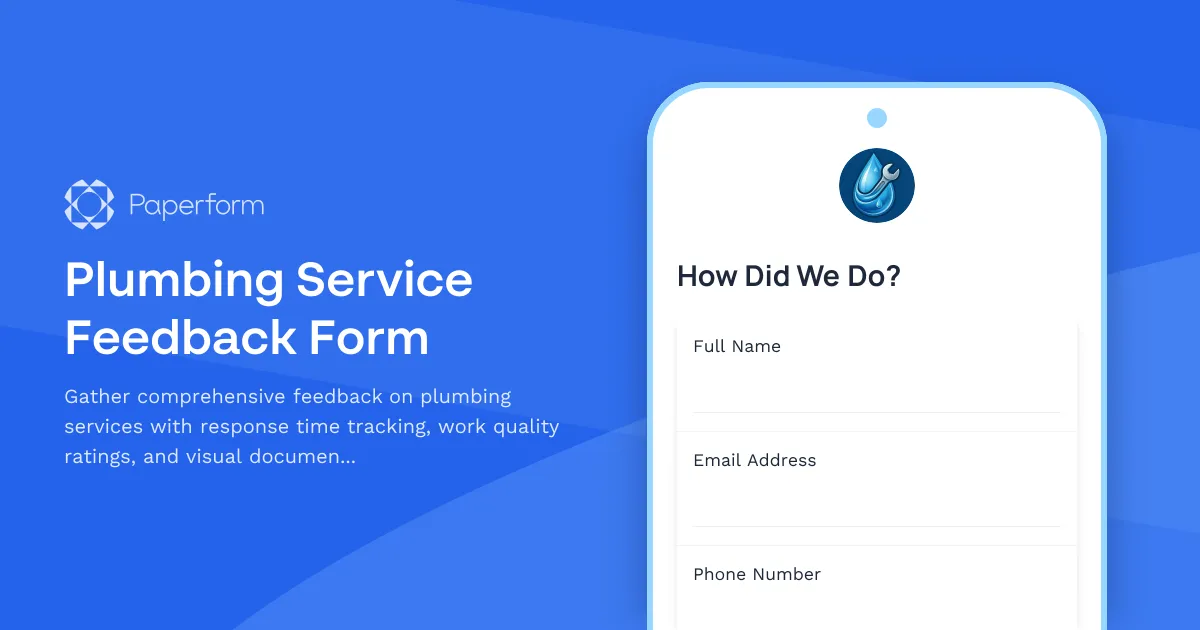 Plumbing Service Feedback Form