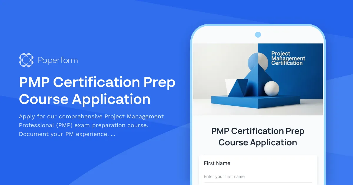 PMP Certification Prep Course Application