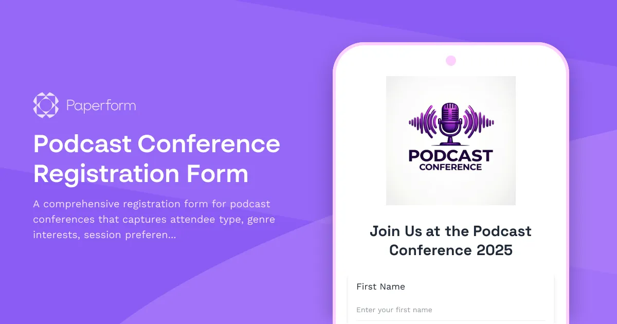 Podcast Conference Registration Form