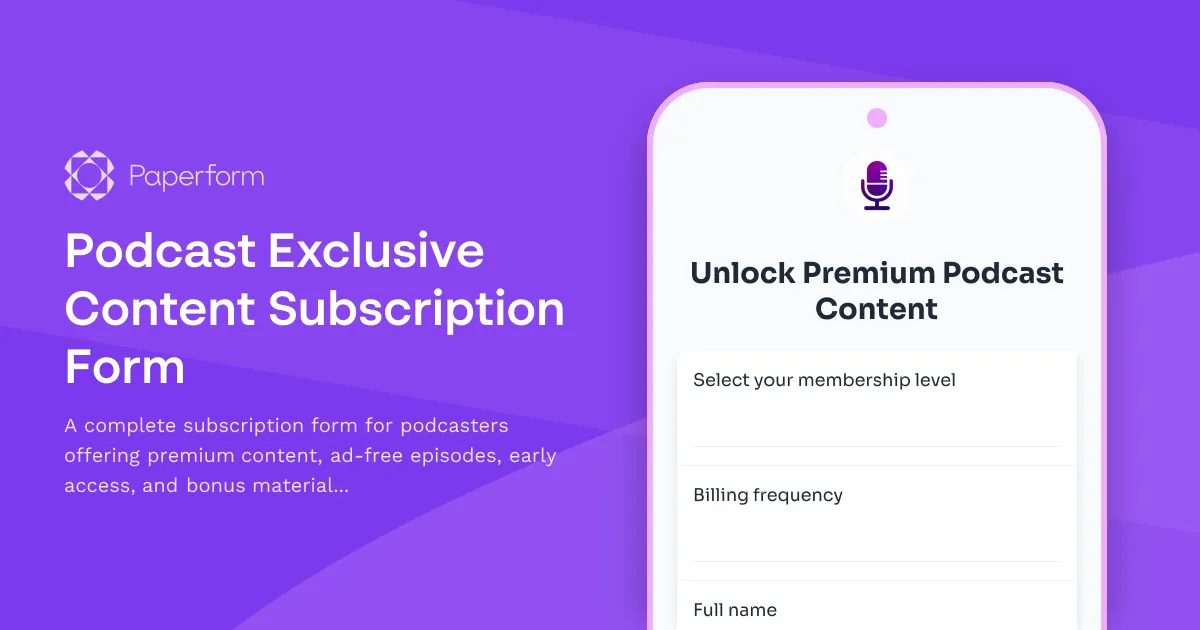 Podcast Exclusive Content Subscription Form