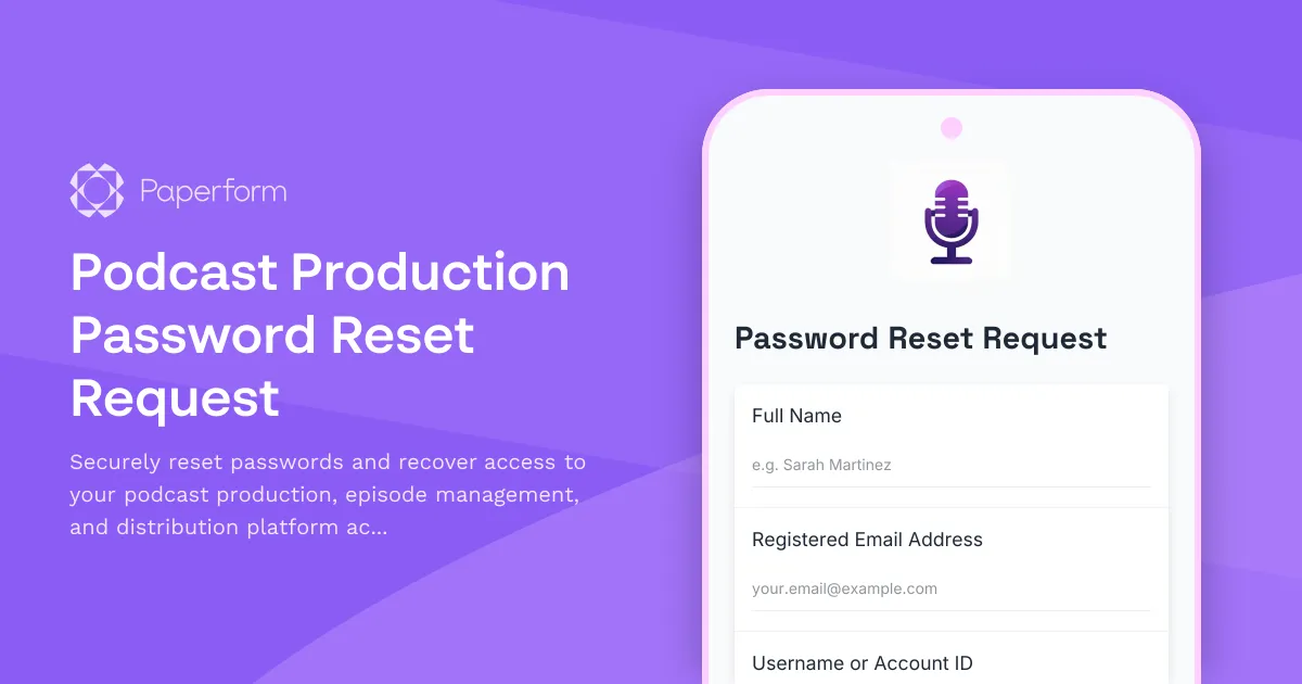 Podcast Production Password Reset Request