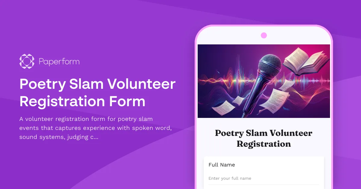 Poetry Slam Volunteer Registration Form