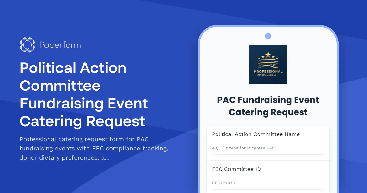 Political Action Committee Fundraising Event Catering Request