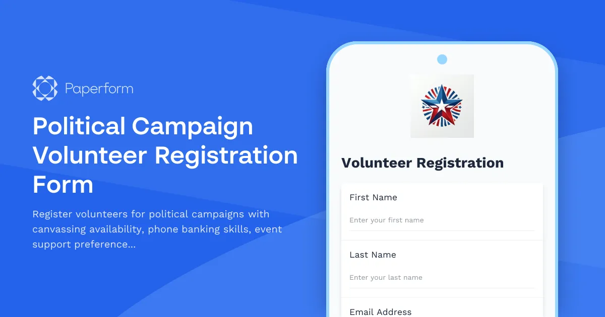 Political Campaign Volunteer Registration Form