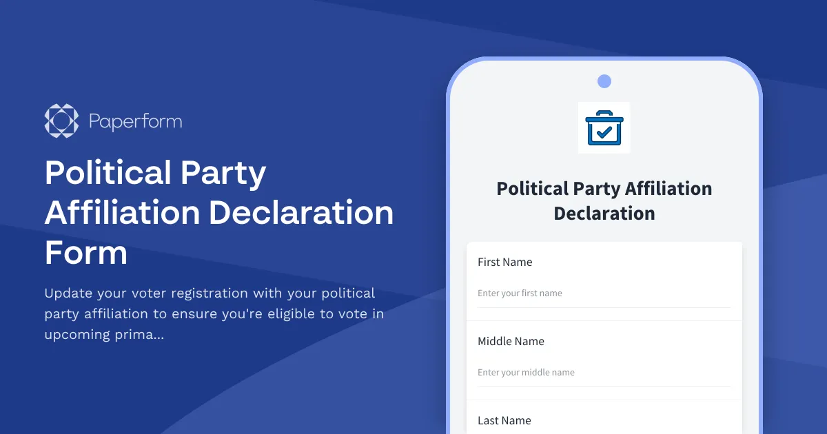 Political Party Affiliation Declaration Form