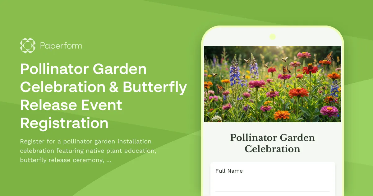 Pollinator Garden Celebration & Butterfly Release Event Registration
