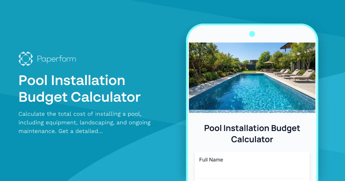 Pool Installation Budget Calculator