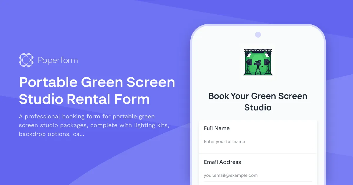 Portable Green Screen Studio Rental Form
