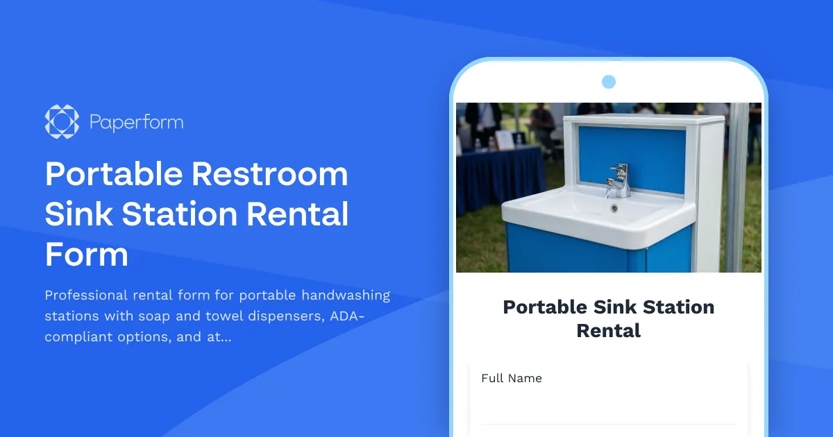 Portable Restroom Sink Station Rental Form