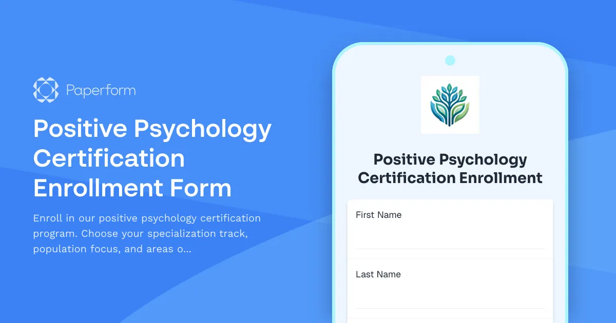 Positive Psychology Certification Enrollment Form
