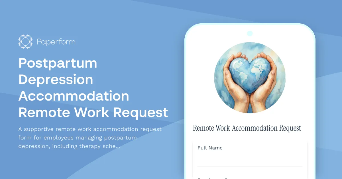 Postpartum Depression Accommodation Remote Work Request