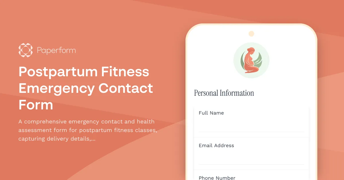 Postpartum Fitness Emergency Contact Form