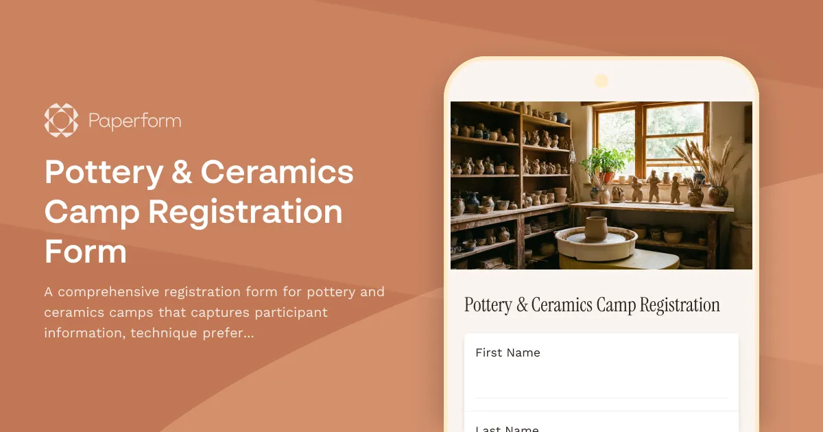 Pottery & Ceramics Camp Registration Form