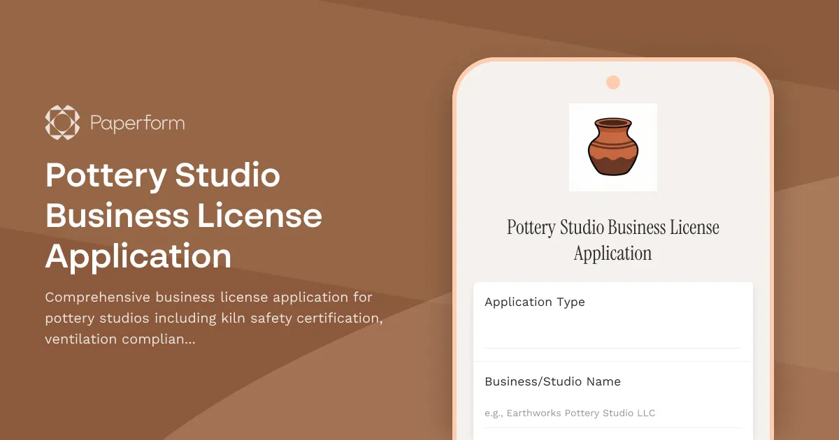 Pottery Studio Business License Application
