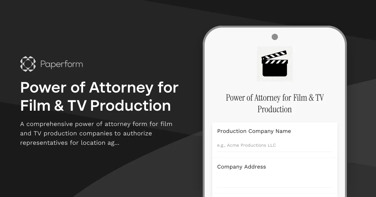 Power of Attorney for Film & TV Production