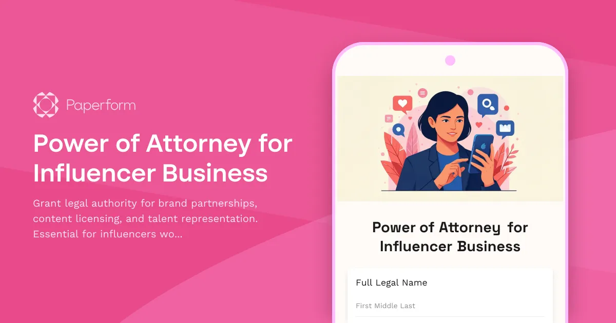 Power of Attorney for Influencer Business