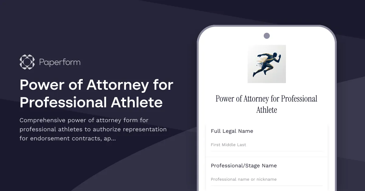 Power of Attorney for Professional Athlete