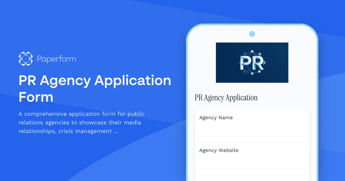 PR Agency Application Form