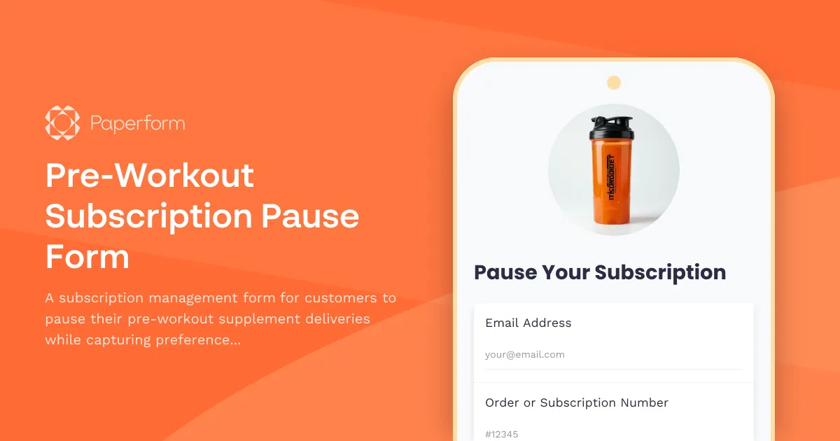 Pre-Workout Subscription Pause Form