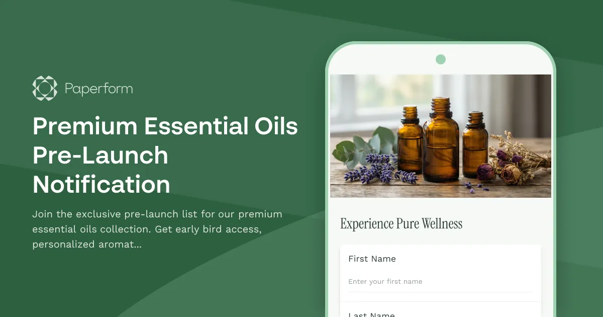 Premium Essential Oils Pre-Launch Notification