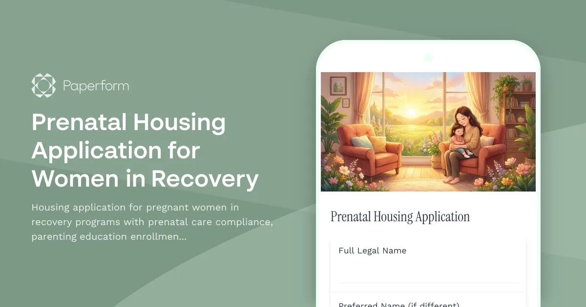 Prenatal Housing Application for Women in Recovery