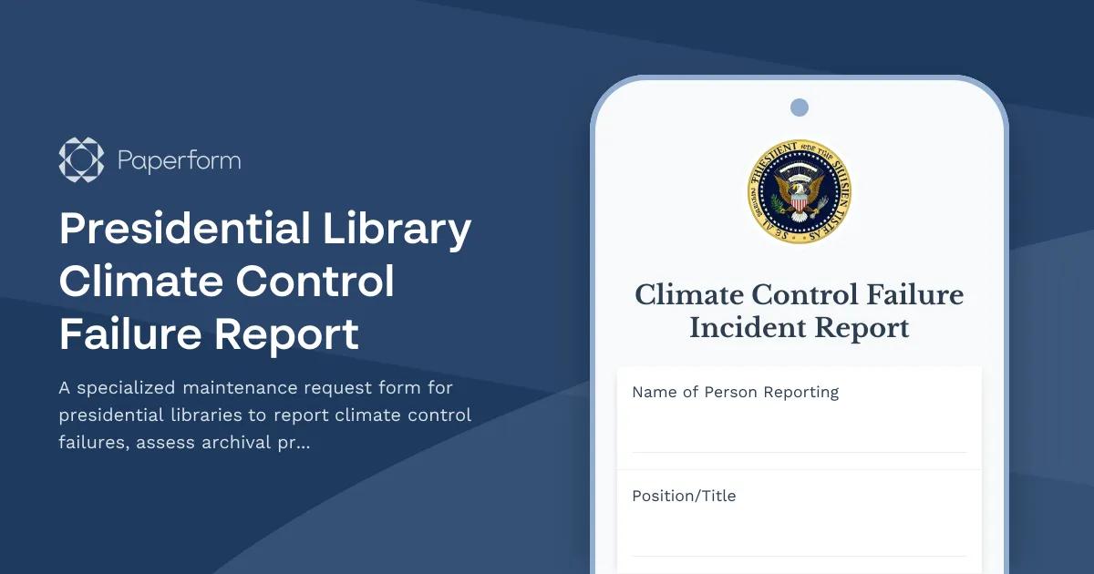 Presidential Library Climate Control Failure Report