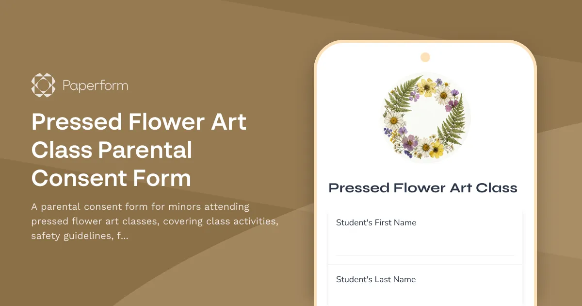 Pressed Flower Art Class Parental Consent Form