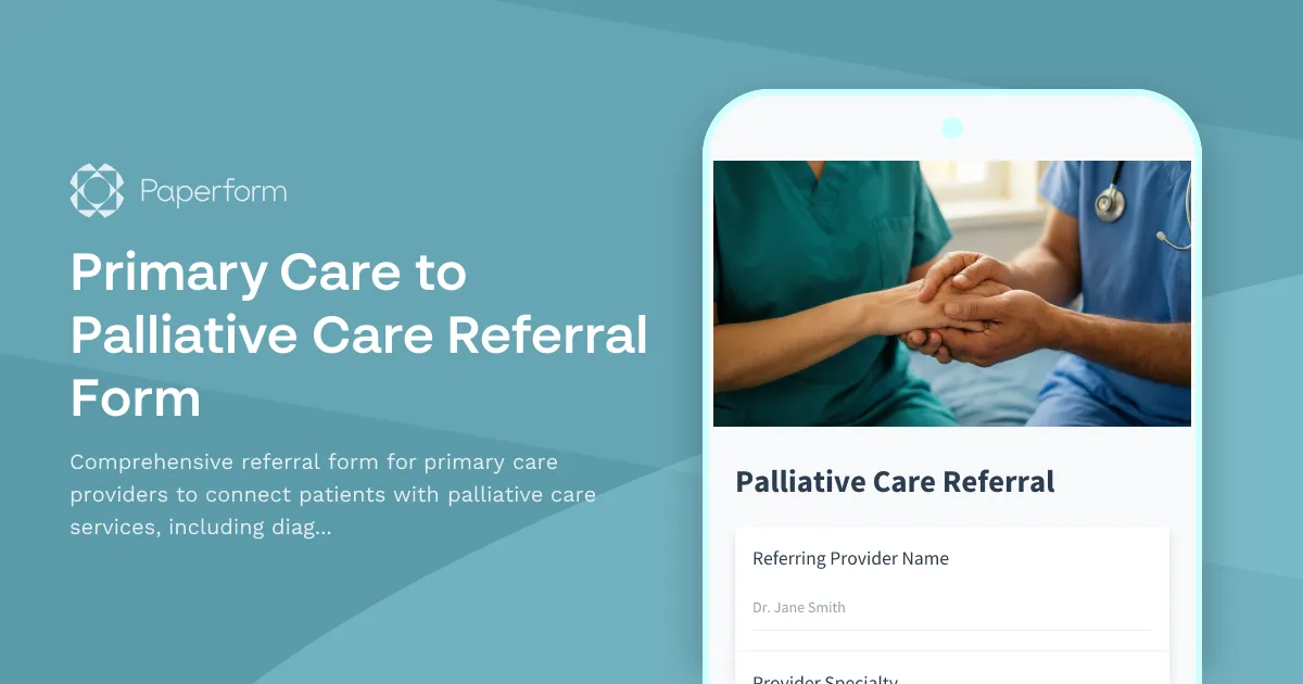 Primary Care to Palliative Care Referral Form