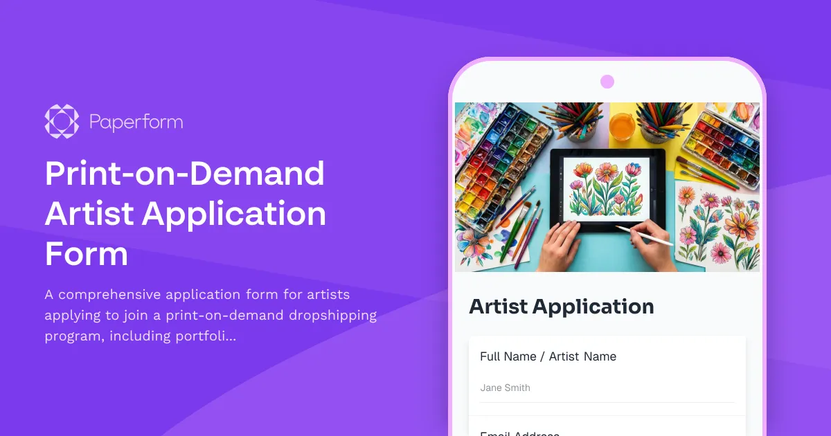 Print-on-Demand Artist Application Form
