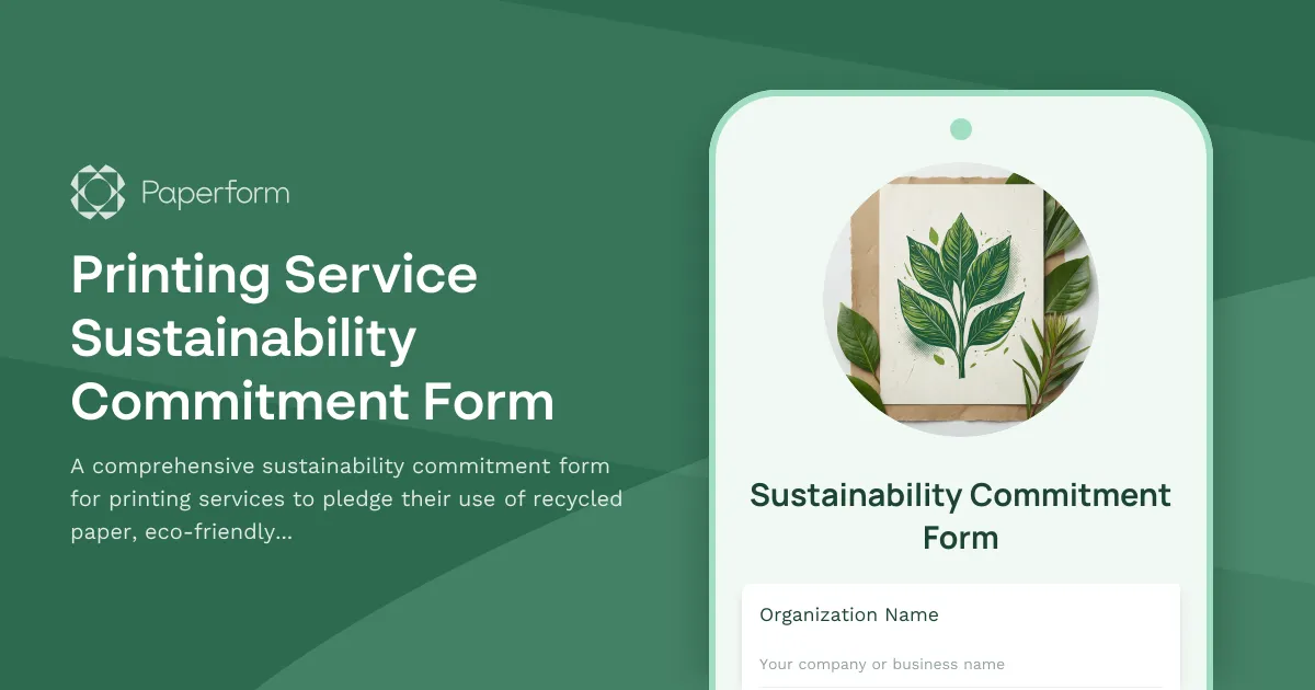 Printing Service Sustainability Commitment Form