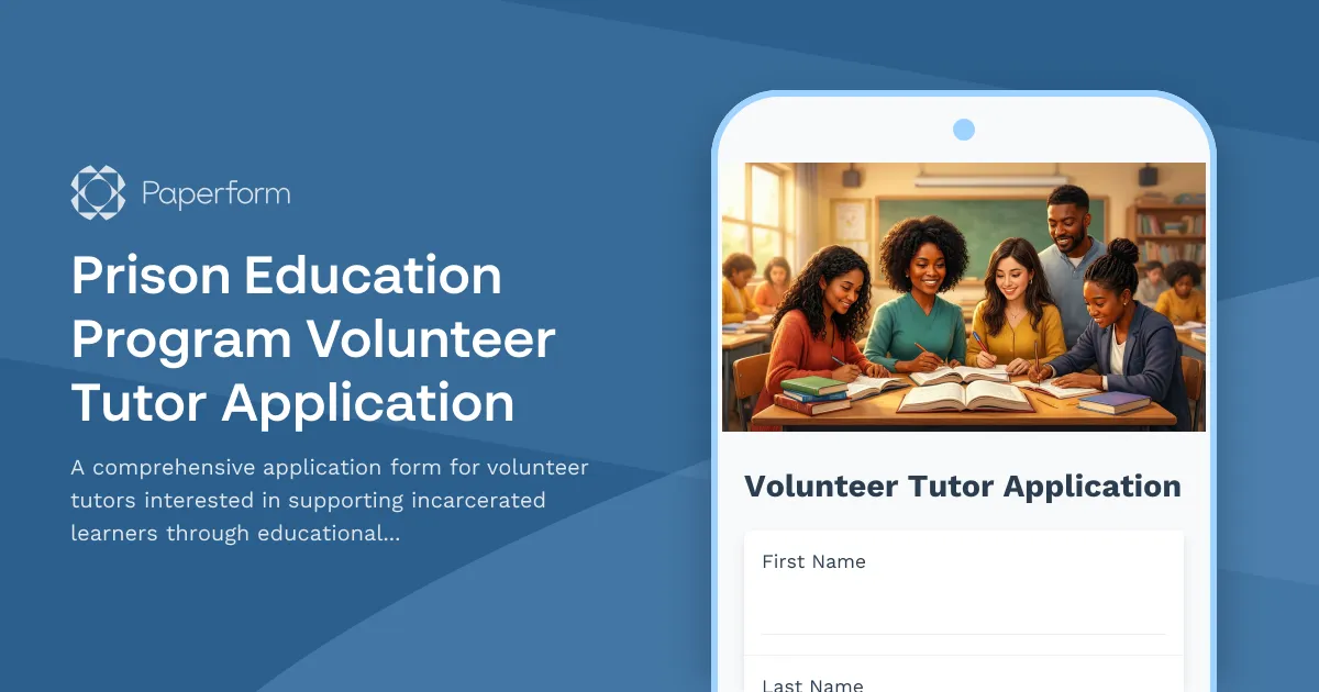 Prison Education Program Volunteer Tutor Application