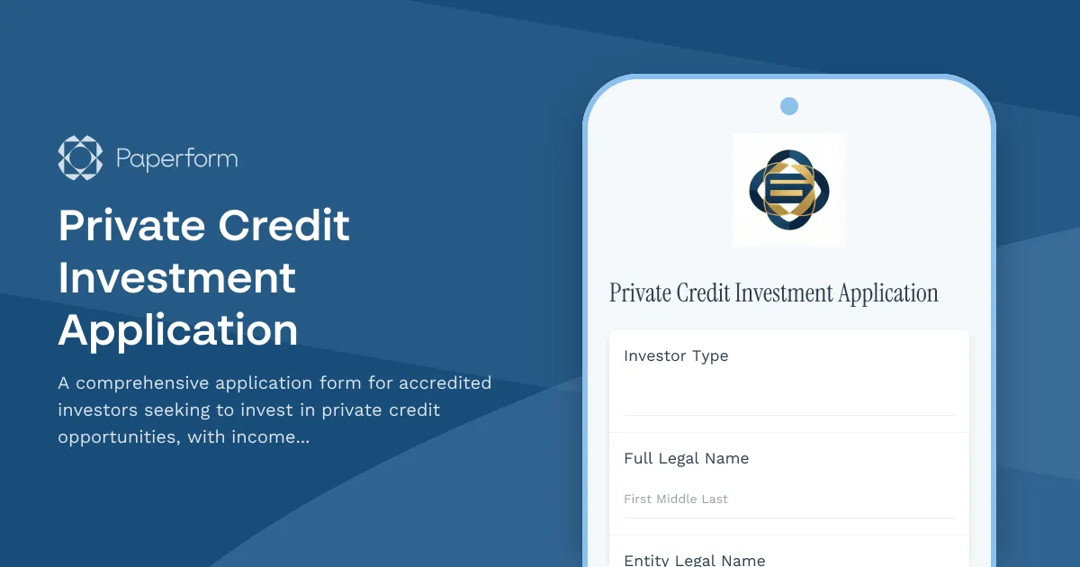 Private Credit Investment Application