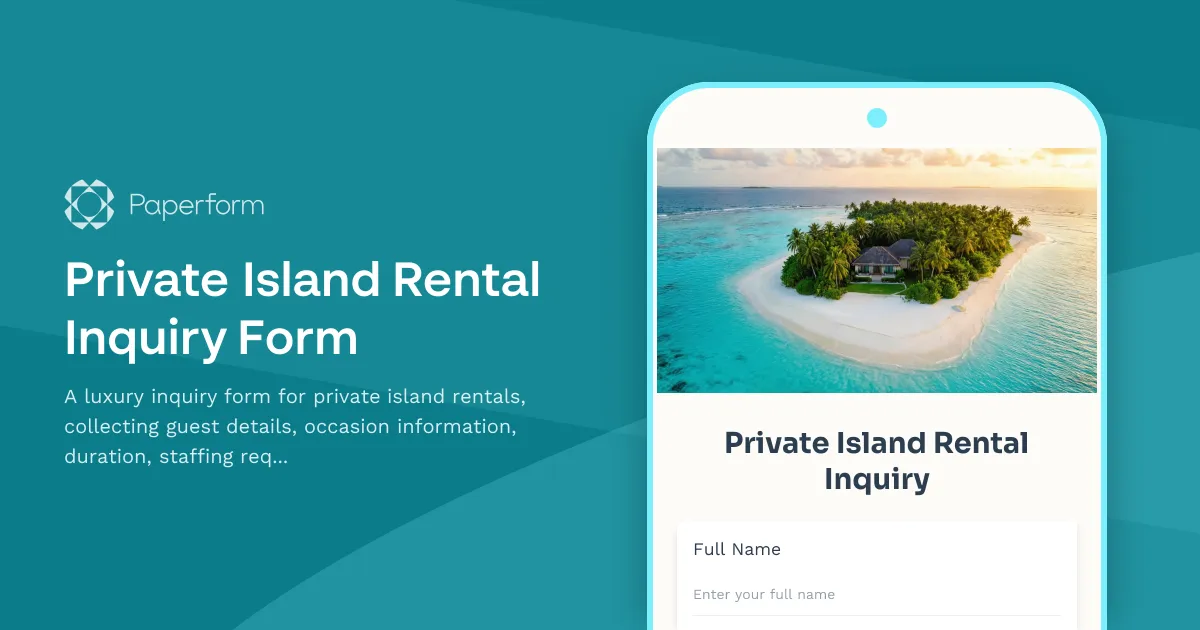 Private Island Rental Inquiry Form