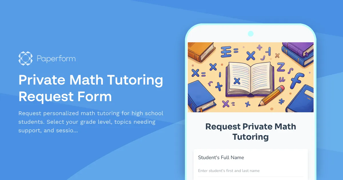 Private Math Tutoring Request Form