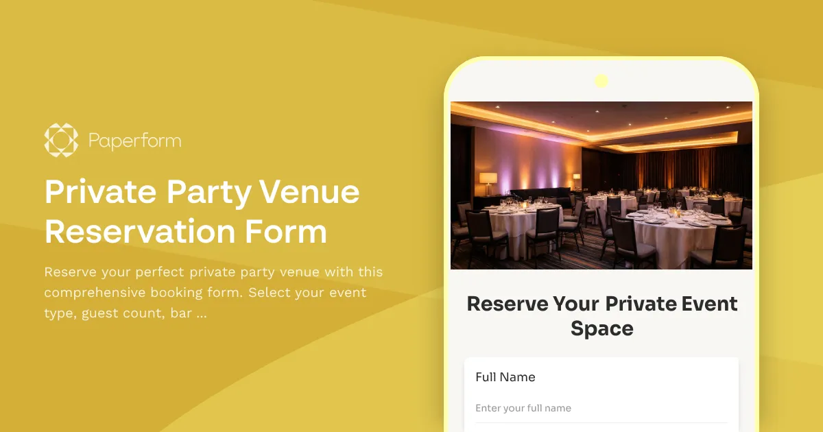 Private Party Venue Reservation Form