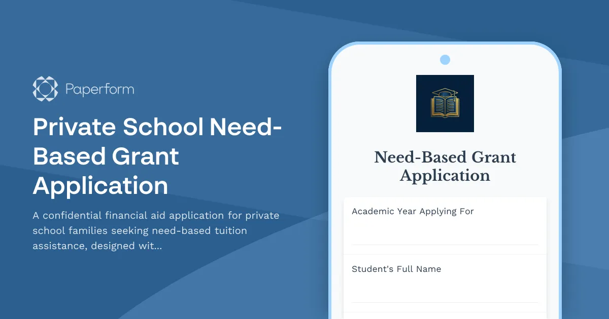 Private School Need-Based Grant Application