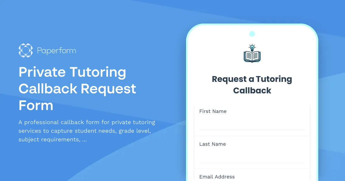 Private Tutoring Callback Request Form