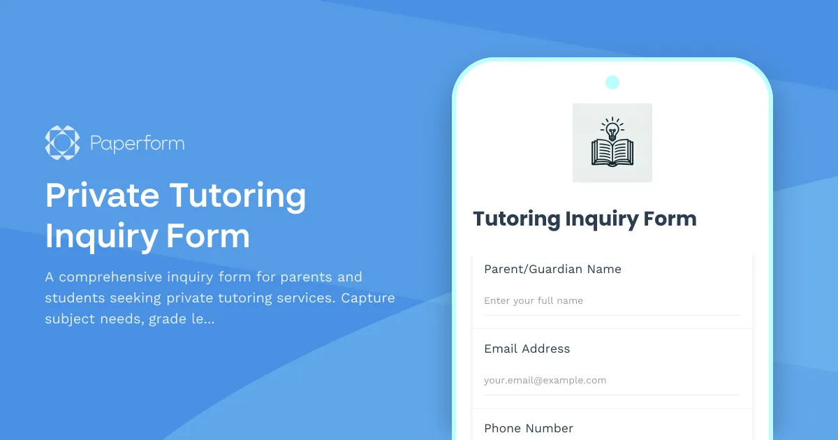 Private Tutoring Inquiry Form