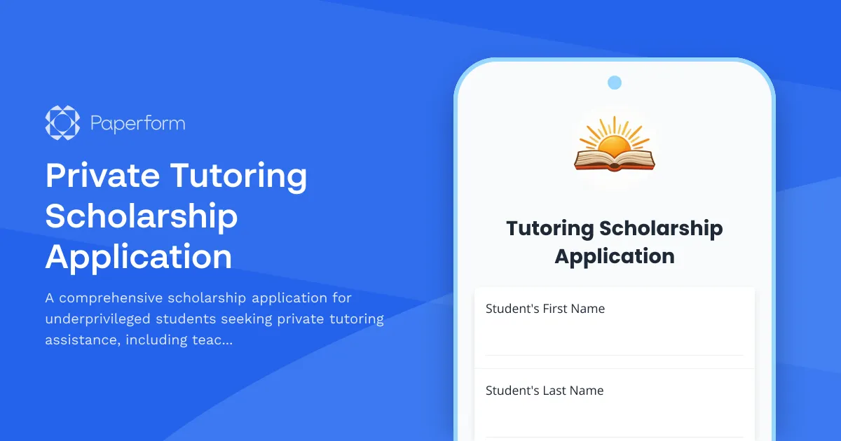 Private Tutoring Scholarship Application