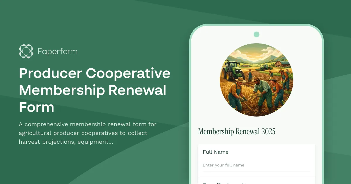 Producer Cooperative Membership Renewal Form