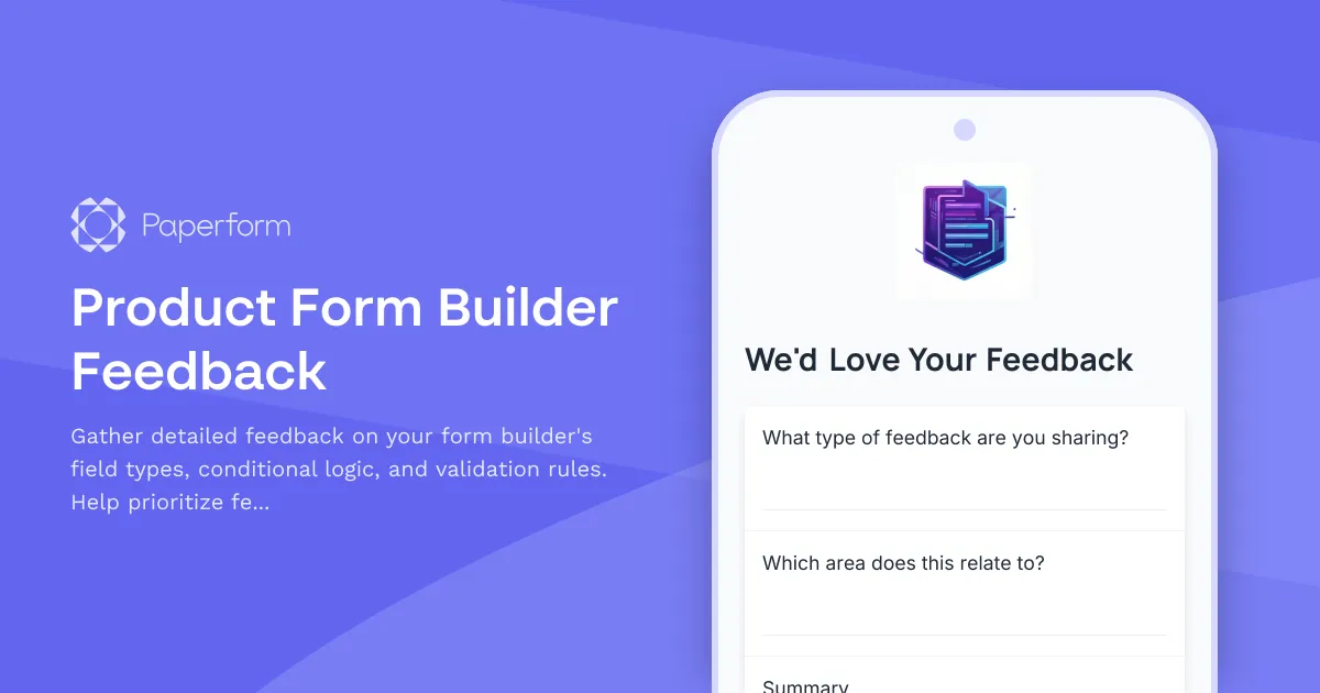 Product Form Builder Feedback
