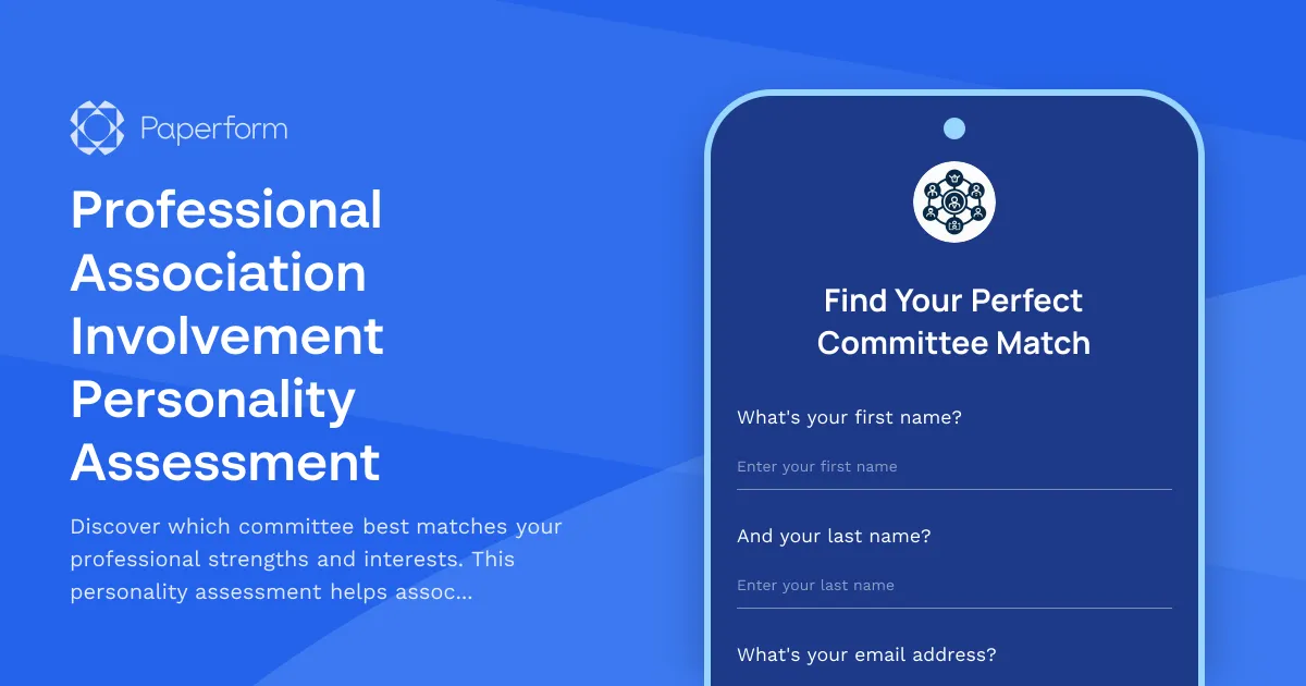 Professional Association Involvement Personality Assessment