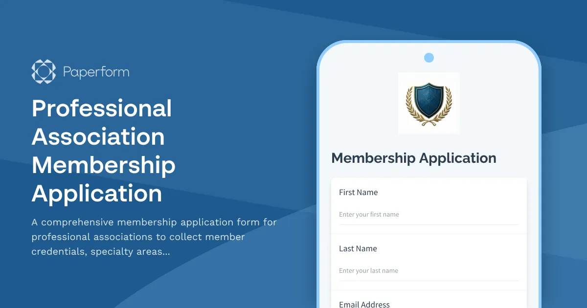 Professional Association Membership Application