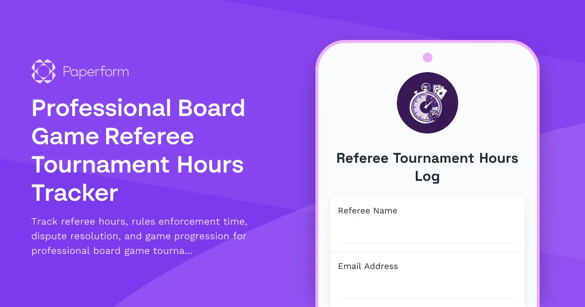 Professional Board Game Referee Tournament Hours Tracker