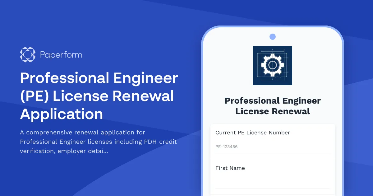 Professional Engineer (PE) License Renewal Application