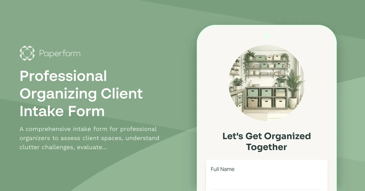 Professional Organizing Client Intake Form