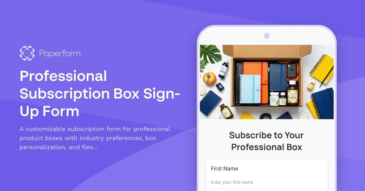Professional Subscription Box Sign-Up Form