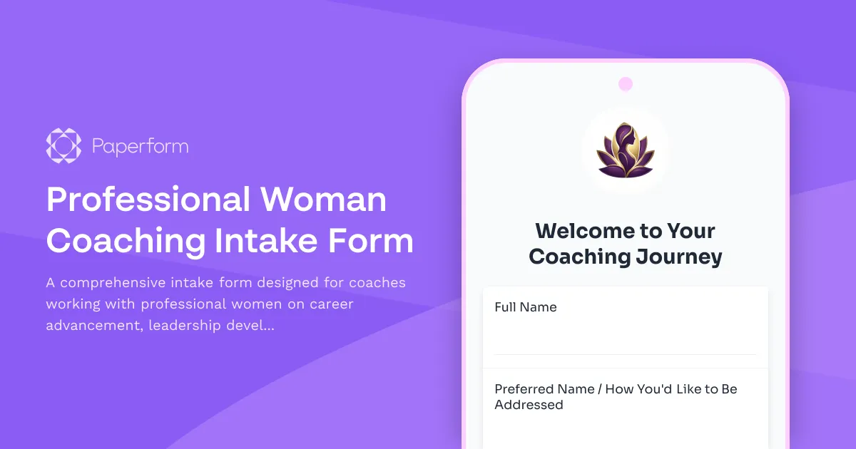 Professional Woman Coaching Intake Form